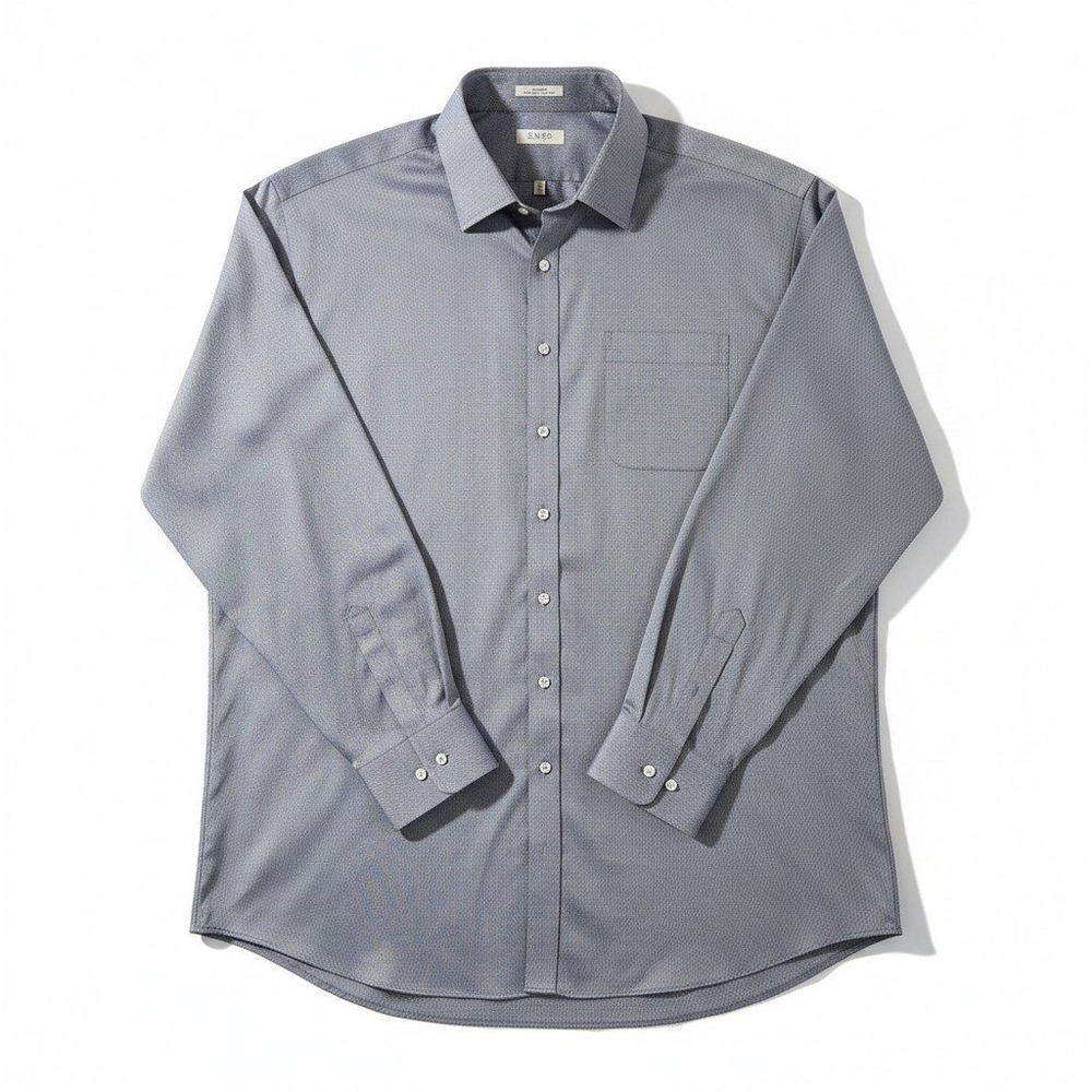 Enro Dress Shirt 19 38-39 Tall Silver Blue Cotton Button Down Big & Tall